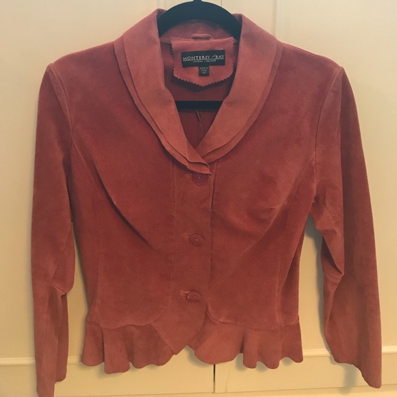 Monterey Bay Jackets & Blazers - ** Petite HP** Flirty Ruffled Coral Suede Jacket